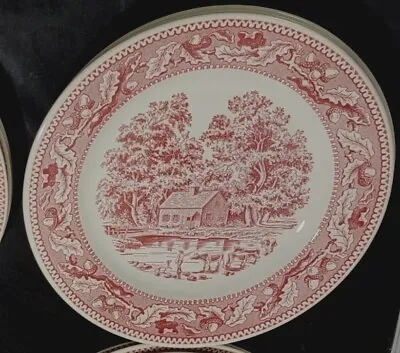 Vintage Red & Pink Memory Lane Brand Royal Ironstone Dinner Plates Home Pasture • $14