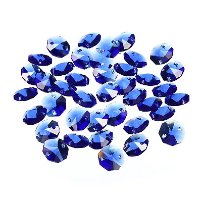 £6.74 • Buy 40Pcs 14mm Crystal Octagon Beads Chandelier Parts Hanging Beads Dark Blue