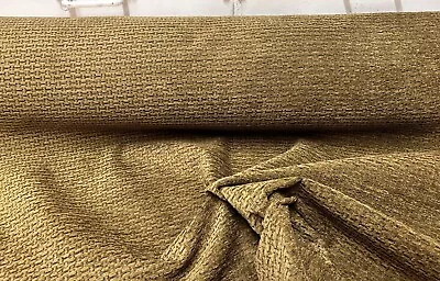 VELVET FABRIC UPHOLSTERY MATERIAL  TEXTURED CHENILLE 140 CMS WIDE Khaki • £3