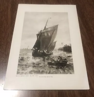 Vintage 8 X 5.5  Print Brown's Famous Pictures Sepia - Fishing Boats - No. 1844 • $7.50