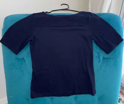 Talbots Womens Blue Top With Lace Size XS • £7.54