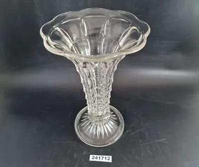 Funnel Vase Solid Glass Pressed Glass Antique Vintage Height 23.5 Cm Flower Vase #241712 • £16.38