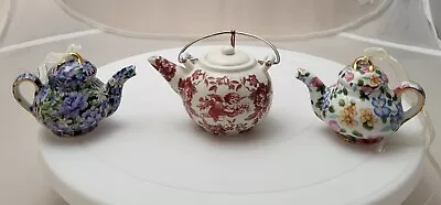 3pcs -2 Two's Co Chintz Teapot Michelle & Mollie & 1 Unmarked W/ Cherub Ornament • $32.99