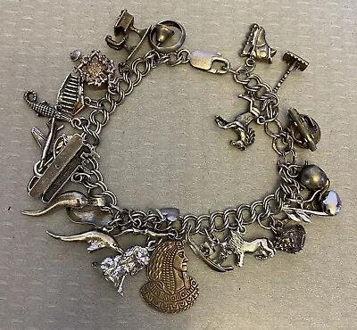 Vintage Sterling Silver Charm Bracelet Loaded 23P Dog Lion Horse Alligator 3D 8  • $159.95