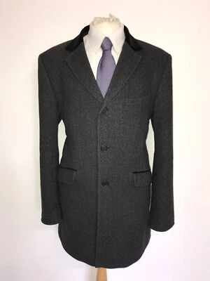 £139.99 • Buy TED BAKER Endurance -Mens Long GREY TWEED WOOL COVERT COAT - 44 Reg - GORGEOUS
