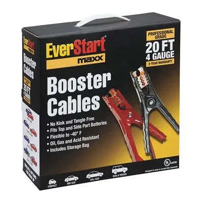 Everstart 20 Foot 4 Gauge Automotive Booster Cables Jumper Cables • $27.87