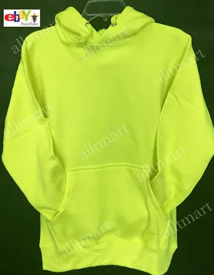 Nw Men's Plain Pullover Hoodie Jacket Sweatshirts Neon Yellow Green Pink All Sz • $19.99