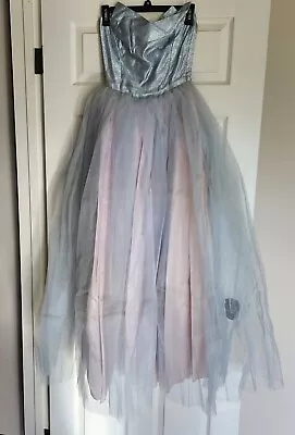 Vintage 1950's Blue Net With Pink Organza Prom Dress • $120