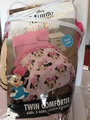 New Pink Girl's Twin Size Comforter Disney Minnie Mouse Hearts • $59.99