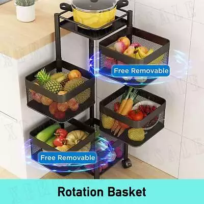 5 Tier Kitchen Trolley Cart Plastic Bathroom Storage Rack Shelf Organiser Wheels • $95.99