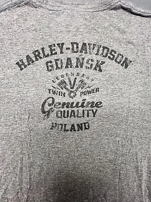 Harley Davidson Gdansk Poland Shirt Men’s L Grey Retro Graphics • $25