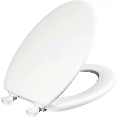 Elongated Enameled Wood Toilet Seat In White With Easy•Clean & Change® Hinge • $19.53