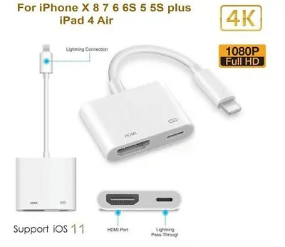 8 Pin Data To HDMI Adapter Cable Digital AV TV For For IPad IPhone 1080P • $9.99