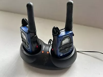 1 Pair Of Motorola TALKABOUT T5720 Two-Way Radios W Docking Charger Tested Works • $29.95