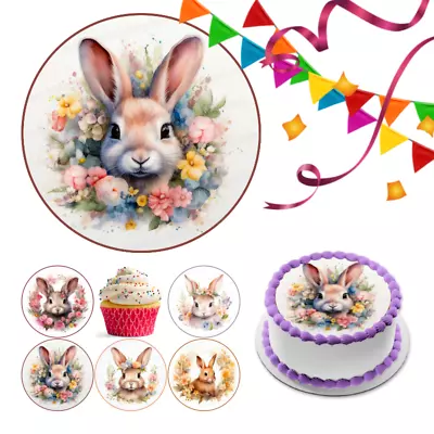 Rabbit Easter Cake Topper Party Decoration Edible Birthday Gift Celebration • £5.49