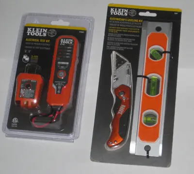 Klein Tools Electrical Test Kit & Electricians Leveling Kit Level/Knife Combo • $26.95