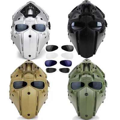 Full Face Protective Mask Tactical Airsoft Helmet W/Visor Goggles Military Cospl • $109.99