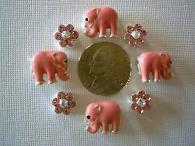 2 Hole Slider Beads Elephants & Daisy Pink  #8 • $5.95