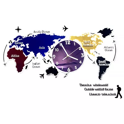 £35.28 • Buy 1 Set Colorful Acrylic Wall Clock World Map Wall Hanging Clock Home Decor