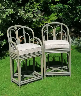 £150 • Buy Pair ANGRAVES INVINCIBLE Bamboo Cane Bar Stools Excellent Condition