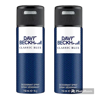 David Beckham Classic Blue Body Spray Deodorant 2 X 150ml Cans Free P+P • £16.99