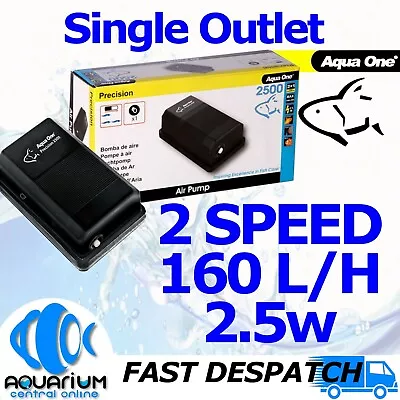 $23.42 • Buy Aqua One Precision 2500 Aquarium Air Pump - Fish Tank Oxygen Aerator 160L/hr