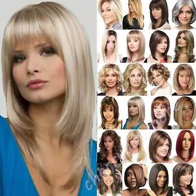 Women Girl Short Bob Curly Straight Wigs Natural Long Wavy Cosplay Full Hair Wig • £18.29