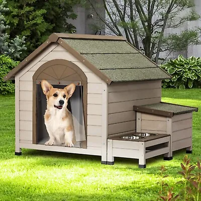 Outdoor Fir Wood Dog House With An Open Roof For Small Medium Dogs Weatherproof • $225.95