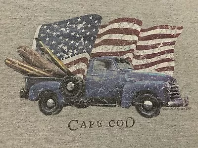 Vintage Cape Cod Surf Truck Flag T Shirt Mens Gray Large Surfboard USA Patriot • $14.99
