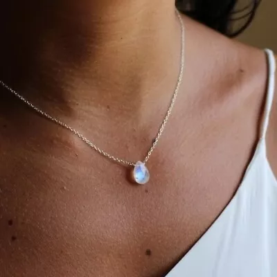 Opal Mermaid Tear Pendant Healing Women Dainty Simple Minimalist Chain Necklace • $11.90