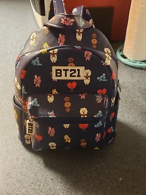 BT21 BTS Allover Print Character Faux Leather Mini Backpack Collectible KPOP • $42.50