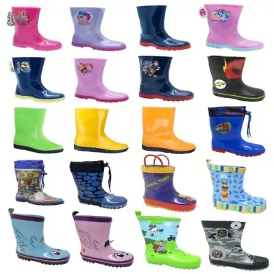 NEW Boys Girls Kids Children Wellington Boots Wellies Rainy Mucker Boots Sizes • £8.99