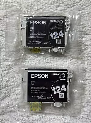 2x Epson 124 Black Ink Cartridge T124120 Exp. 08/24 • $15.99