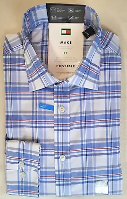 Tommy Hilfiger Men's Athletic Fit Dress Shirt 15 16 17 18 1/2 32-33 34-35 Azure • $27.95