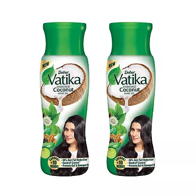 Dabur Vatika Enriched Coconut Hair Oil For Hair Fall Control Each 300ml Pack Of2 • $14.81