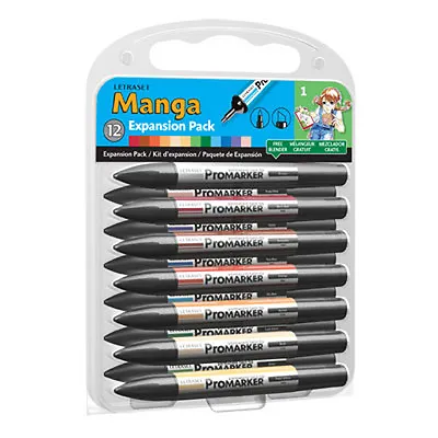 Letraset Promarker - Manga Expansion Pack 1 (12 Colours + Blender) - MEP1 • £17.99