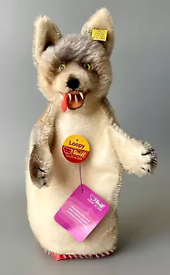 Steiff 1959-1967 Vintage Loopy Wolf Mohair Hand Puppet Button All IDs Teeth #2 • $100.68