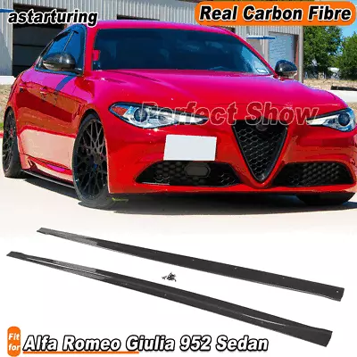 Fit For Alfa Romeo Giulia 952 Sedan 2015-20 REAL Carbon Side Skirts Spoiler Lip  • $562.20