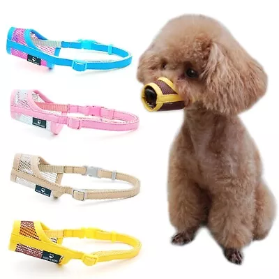 Dog Muzzle Puppy Small Medium Large Dog Leatherette Nylon Mesh Muzzle Pet Muzzle • £3.59