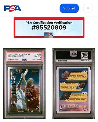1995 Topps Mystery Finest #M1  Michael Jordan  PSA 8 NBA GOAT AIR JORDAN BULLS • $175