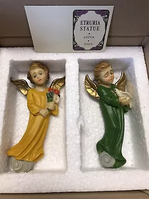 Vintage Angel Wall Hanging Figurines Italy Etruria Statue Set Of 2 With Box 5.5  • $19.99