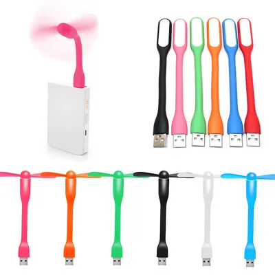 Portable Flexible Mini USB Fan LED Night Light For Power Bank Computer Laptop PC • $1.75