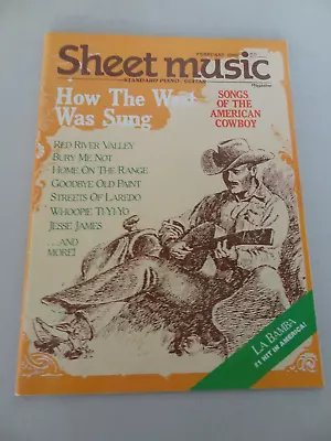 Vintage SHEET MUSIC MAGAZINE February 1988 Songs Of The American Cowboy Songbook • $8.95