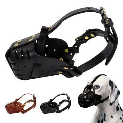 £29.99 • Buy Dog Muzzles For Large Dogs Leather For Pitbulls Boxer Strong For Barking Biting