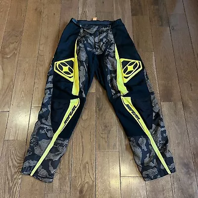 Vintage! No Fear Motocross MX Supercross Racing Pants Black Yellow Skulls Sz 28 • $59.99