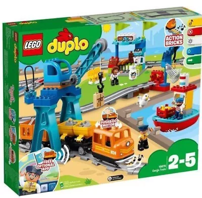 $345 • Buy 10875 LEGO® DUPLO® Cargo Train BRAND NEW With Train, Boat, 2 Cranes & More!