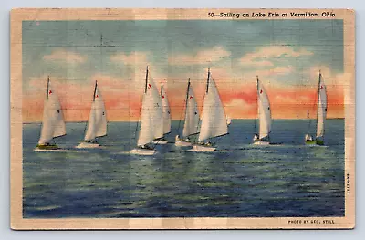 Vintage Postcard Sailing Lake Erie Vermilion Ohio • $4