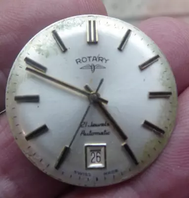 Vintage Gents Rotary 21 Jewels Automatic  Wristwatch Movement Working • $12.62
