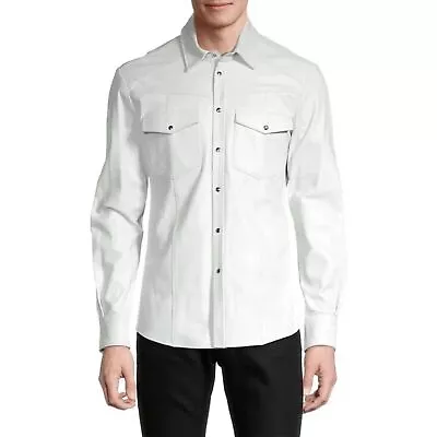 New Men's Genuine Lambskin Real Leather Soft Slim Fit Full Sleeve Buttonup Shirt • $119.99