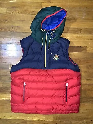 Polo Ralph Lauren Big Crest Cookie Patch Hooded Pullover Puffer Vest Men's Sizes • $159.99